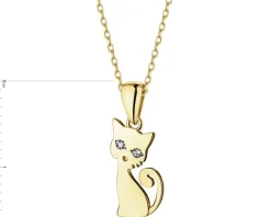 Zawieszka z żółtego złota z diamentami - kot - 0,008 ct - próba 375