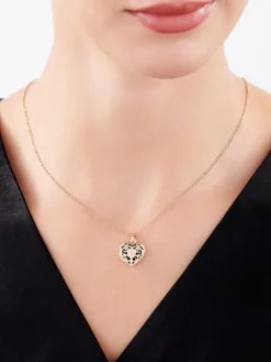 Zawieszka z żółtego złota z diamentem - puzderko - serce - 0,005 ct - próba 585