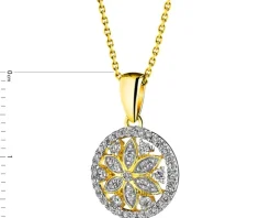 Zawieszka z żółtego złota z diamentami - rozeta - 0,20 ct - próba 585