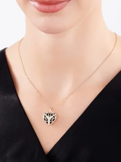 Zawieszka z żółtego złota z diamentem - puzderko - serce - 0,01 ct - próba 585