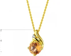 Zawieszka z żółtego złota z diamentem i cytrynem - próba 375