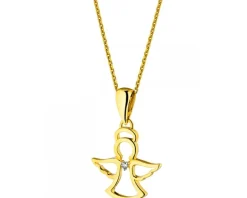 Zawieszka  z żółtego złota z diamentem - aniołek - 0,003 ct - próba 375