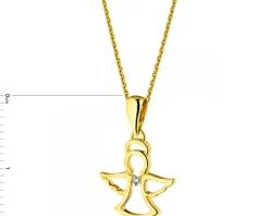 Zawieszka  z żółtego złota z diamentem - aniołek - 0,003 ct - próba 375