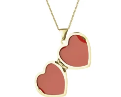 Zawieszka z żółtego złota z diamentem - puzderko - serce - 0,005 ct - próba 585