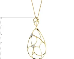 Zawieszka z żółtego złota z diamentami - 0,04 ct - próba 585