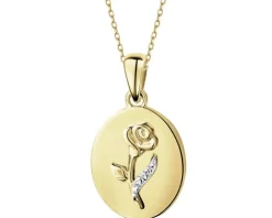 Zawieszka z żółtego złota z diamentami - róża - 0,006 ct - próba 585