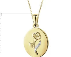 Zawieszka z żółtego złota z diamentami - róża - 0,006 ct - próba 585