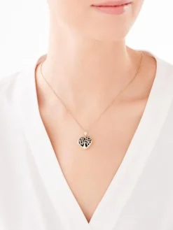 Zawieszka z żółtego złota z diamentem - puzderko - serce, drzewko - 0,005 ct - próba 585