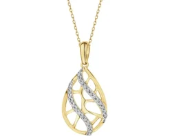 Zawieszka z żółtego złota z diamentami - 0,07 ct - próba 585