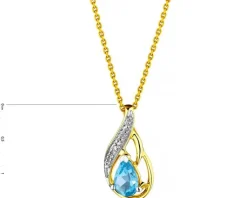 Zawieszka z żółtego złota z diamentem i topazem - próba 585