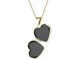 Zawieszka z żółtego złota z diamentem - puzderko - serce - 0,01 ct - próba 375