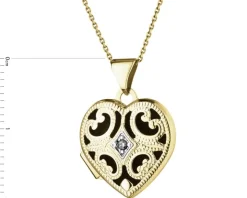 Zawieszka z żółtego złota z diamentem - puzderko - serce - 0,01 ct - próba 375