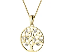 Zawieszka z żółtego złota z diamentami - drzewko - 0,01 ct - próba 375