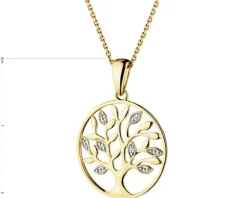 Zawieszka z żółtego złota z diamentami - drzewko - 0,01 ct - próba 375