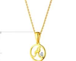 Zawieszka z żółtego złota z diamentem - litera A - 0,003 ct - próba 585