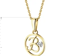 Zawieszka z żółtego złota z diamentem - litera B - 0,003 ct - próba 585