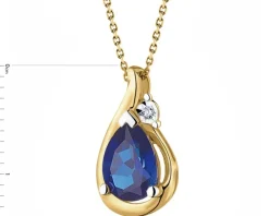 Zawieszka z żółtego złota z diamentem  i  szafirem syntetycznym - próba 375