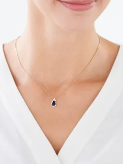 Zawieszka z żółtego złota z diamentem  i  szafirem syntetycznym - próba 375