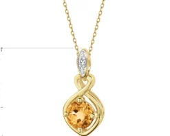 Zawieszka z żółtego złota z diamentem i cytrynem - próba 375