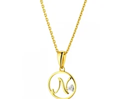 Zawieszka z żółtego złota z diamentem - litera N - 0,003 ct - próba 585