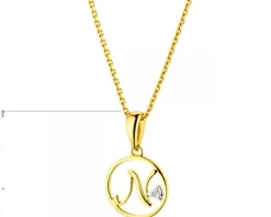 Zawieszka z żółtego złota z diamentem - litera N - 0,003 ct - próba 585