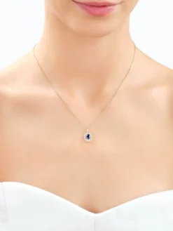 Zawieszka z żółtego złota z diamentami i szafirem - próba 585