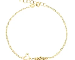 Złota bransoletka - serce, kulki