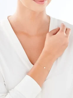 Złota bransoletka, ankier - serca, koła