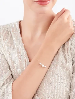 Złota bransoletka, ankier - perły