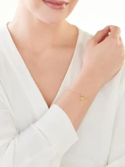 Złota bransoletka, ankier - serce