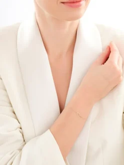 Złota bransoletka, ankier - nieskończoność, serce