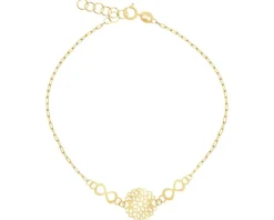 Złota bransoletka, ankier - rozeta, nieskończoności