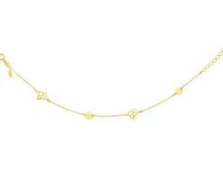 Złota bransoletka, ankier - serca, koła