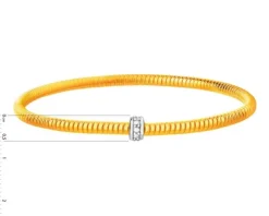 Złota bransoletka elastyczna z cyrkoniami bez zapięcia