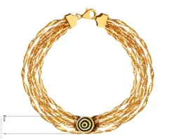 Złota bransoletka elastyczna z emalią i zapięciem