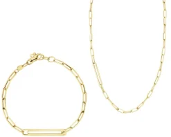 Złota bransoletka i naszyjnik - komplet - paper clip