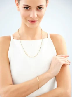 Złota bransoletka i naszyjnik - komplet - paper clip