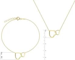 Złota bransoletka i naszyjnik - komplet - serca