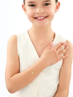 Złota bransoletka i naszyjnik z emalią - komplet - kwiaty