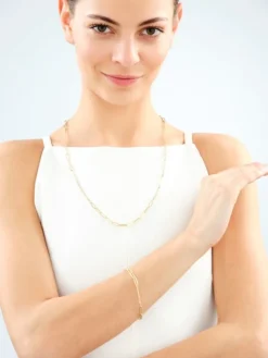 Złota bransoletka i naszyjnik - komplet - paper clip