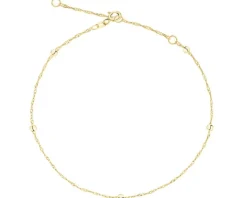 Złota bransoletka na nogę - singapurka z  kulkami