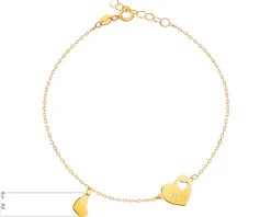 Złota bransoletka- serca, mama