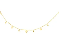 Złota bransoletka, skręcone blaszki - kulki, serca