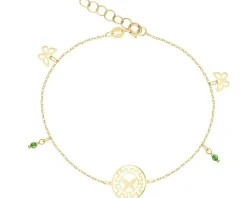 Złota bransoletka, szkło szlifowane - motyle