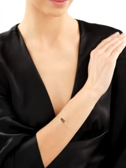 Złota bransoletka z agatem - paper clip