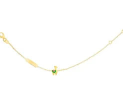 Złota bransoletka z blaszką i emalią, ankier - lama