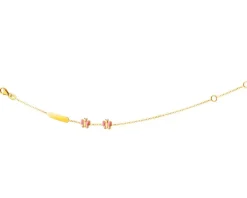 Złota bransoletka z blaszką, emalią, ankier - motyle