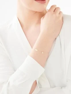 Złota bransoletka z blaszką, ankier - gwiazda