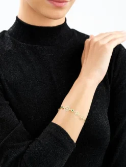 Złota bransoletka z cyrkoniami - rozety