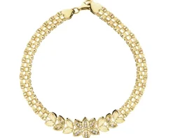 Złota bransoletka z cyrkoniami - kwiat